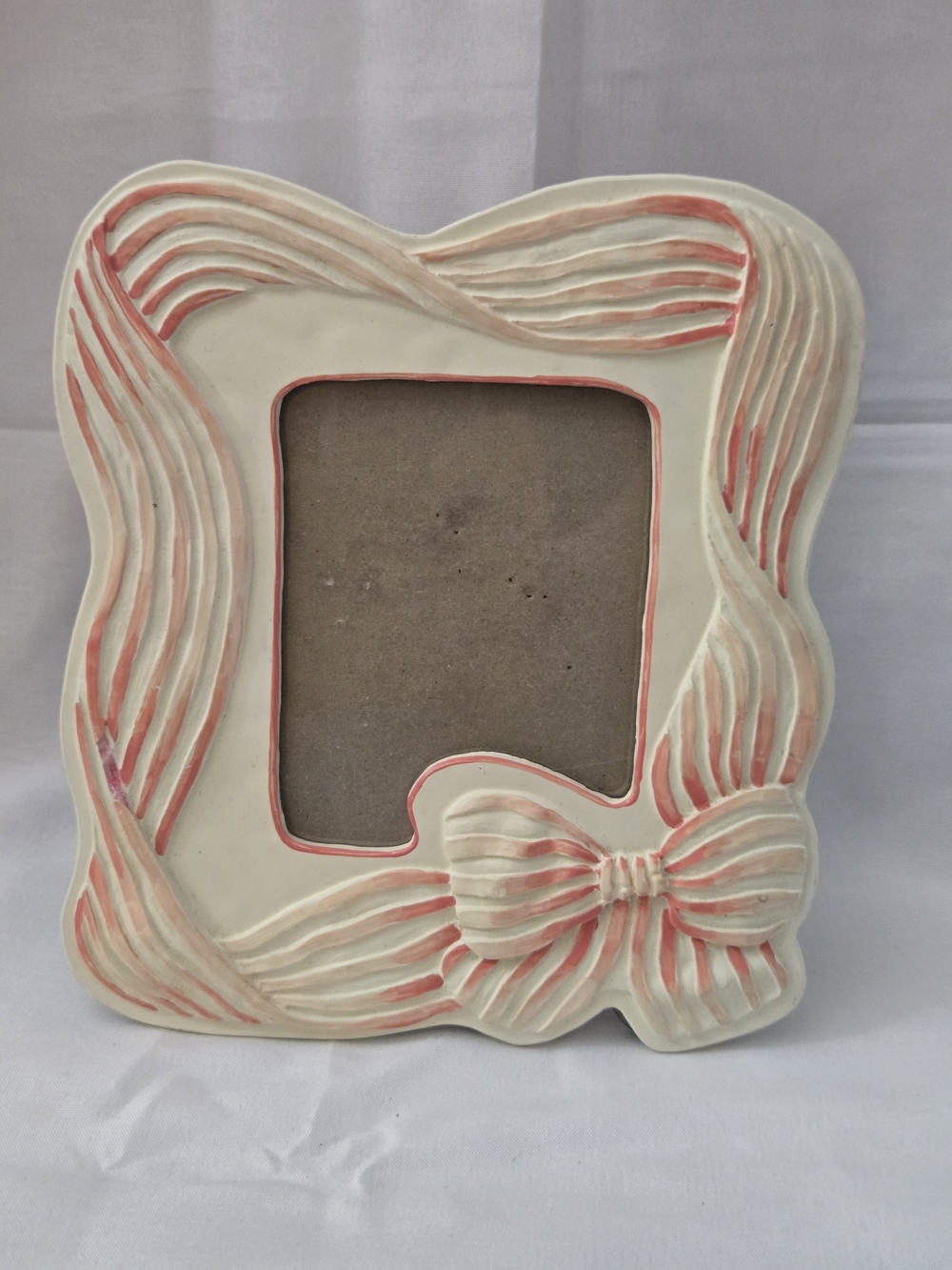 Cream Picture Frame with Coral Ribbon Accents - Home Accents
